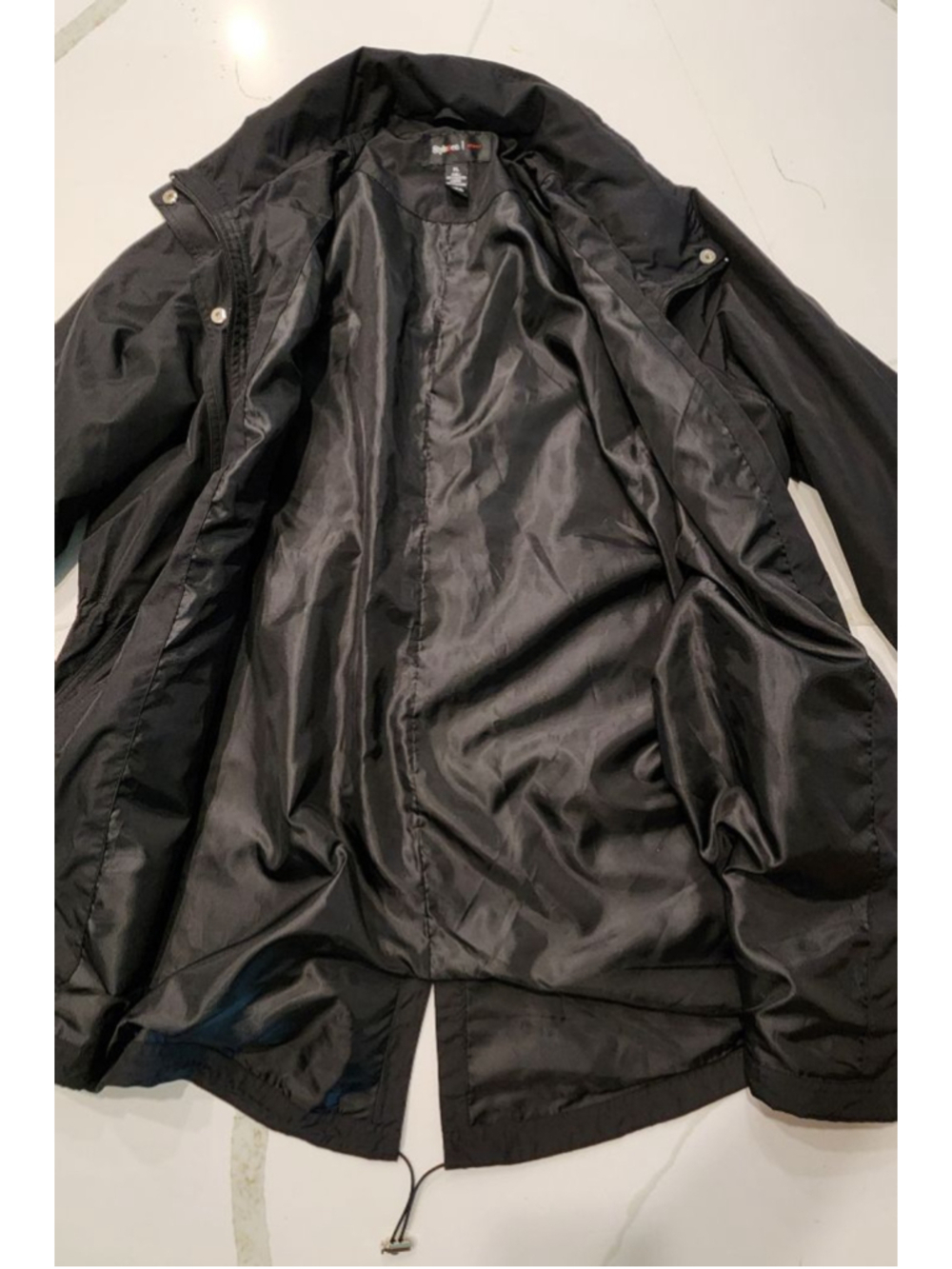 Style & Co Sport Black Hooded Rain Jacket Windbreaker Women's XL Snap Utility - Picture 6 of 10